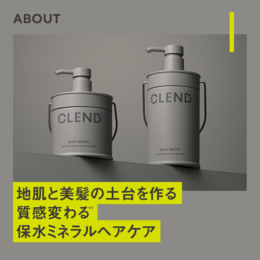 【シャンプートリートメント2点セット】CLENDクレンドリッチモイストディープクレンジングディープリペアミネラル|ヘアトリートメントクレイシャンプーミネラルケラチン保水ダメージ補修広がりうねり各450mL
