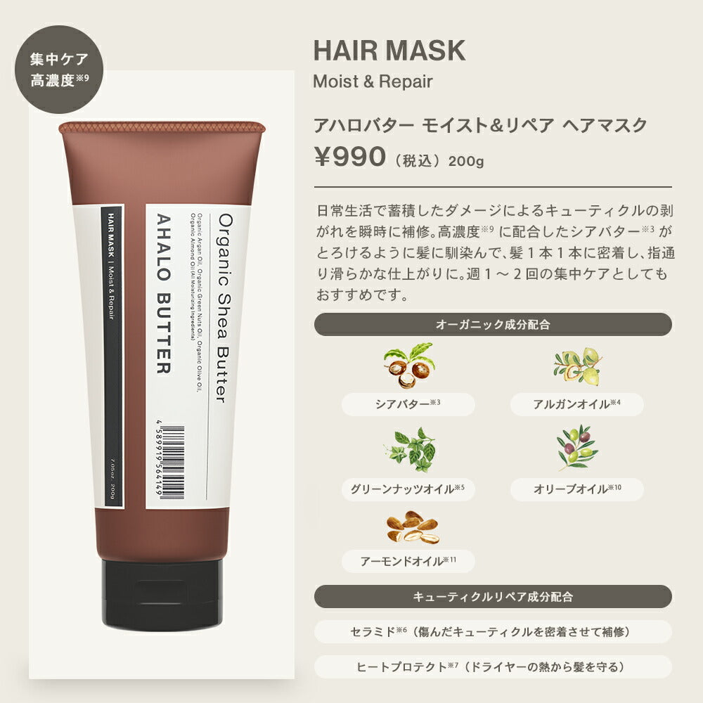 シャンプートリートメント1dayトライアルお試しAHALOBUTTERアハロバターモイスト＆リペアオーガニックシアバターアルガンオイルノンシリコンボタニカルシャンプーキューティクルくせ毛頭皮10ml+10ml[3個セット]