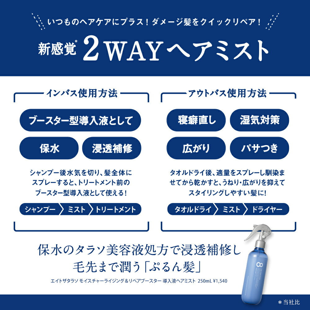 8THETHALASSOエイトザタラソモイスチャーライジング&リペアブースター導入液ヘアミストインバスアウトバスシャンプートリートメント美容液しっとり保水くせ毛寝癖直し250ml