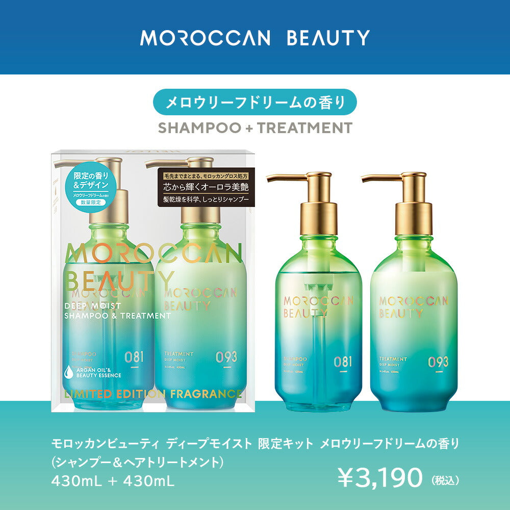 【2個セット】シャンプートリートメント｜MOROCCANBEAUTYモロッカンビューティディープモイストハイドロリペア｜ヘアトリートメントアルガンオイル艶髪ダメージ補修広がりうねりゴワつきパサつき430mL×2個セット