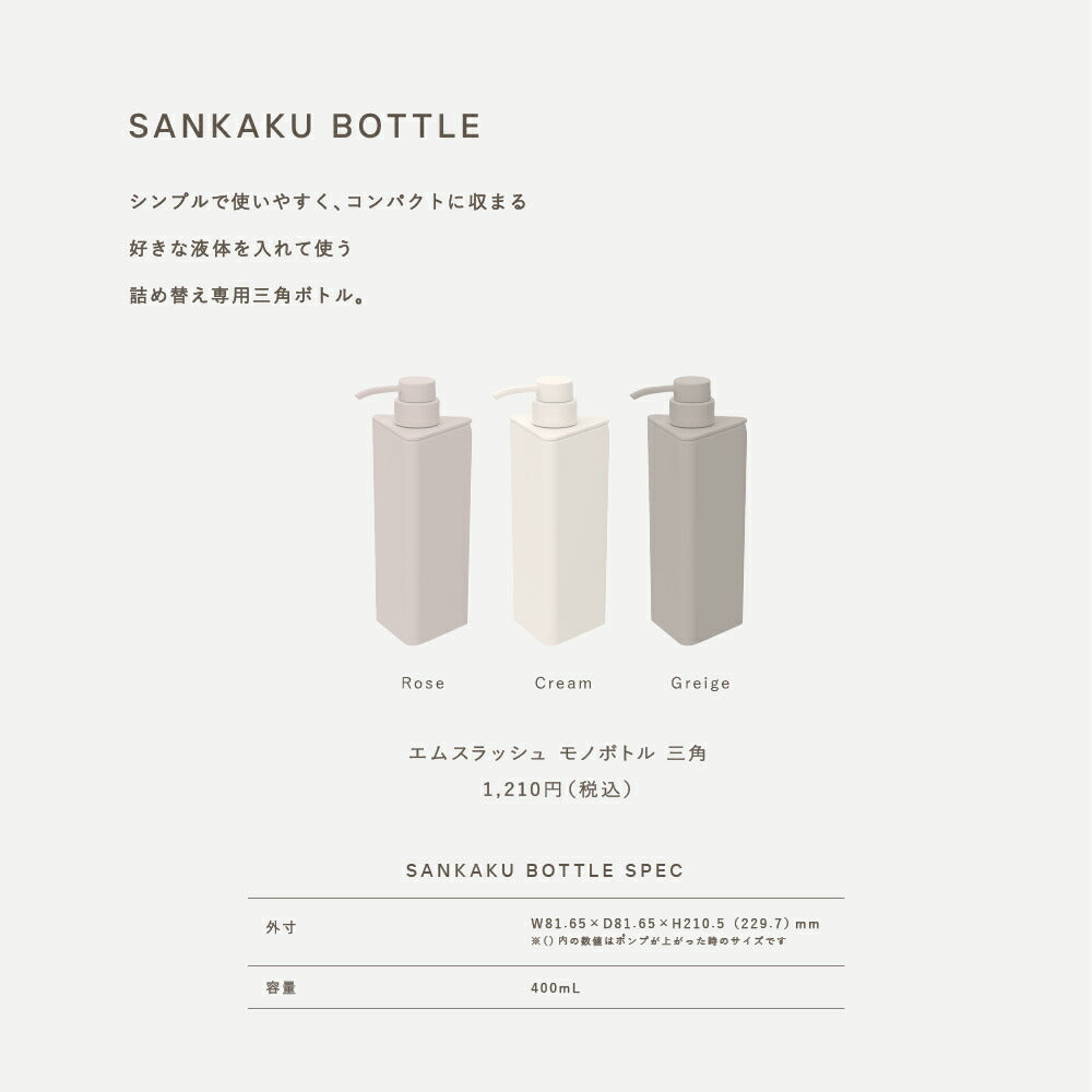 ディスペンサー ボトル｜エムスラッシュ モノボトル スクエア 三角 M
